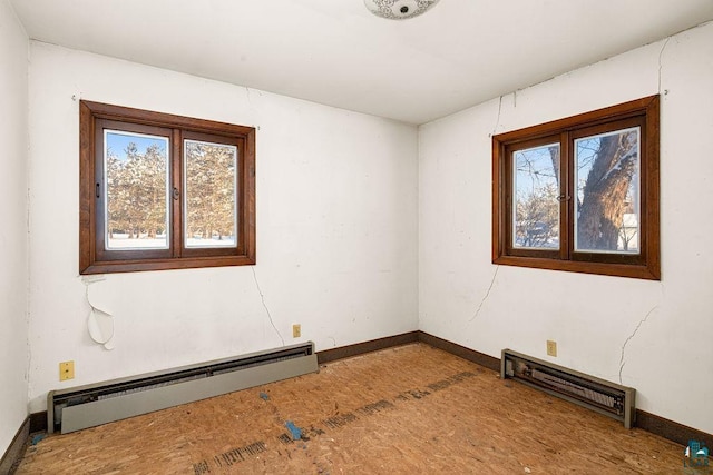 empty room with a baseboard heating unit