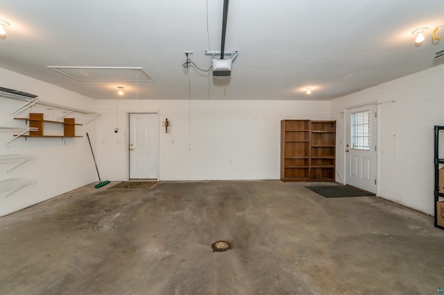 garage with a garage door opener