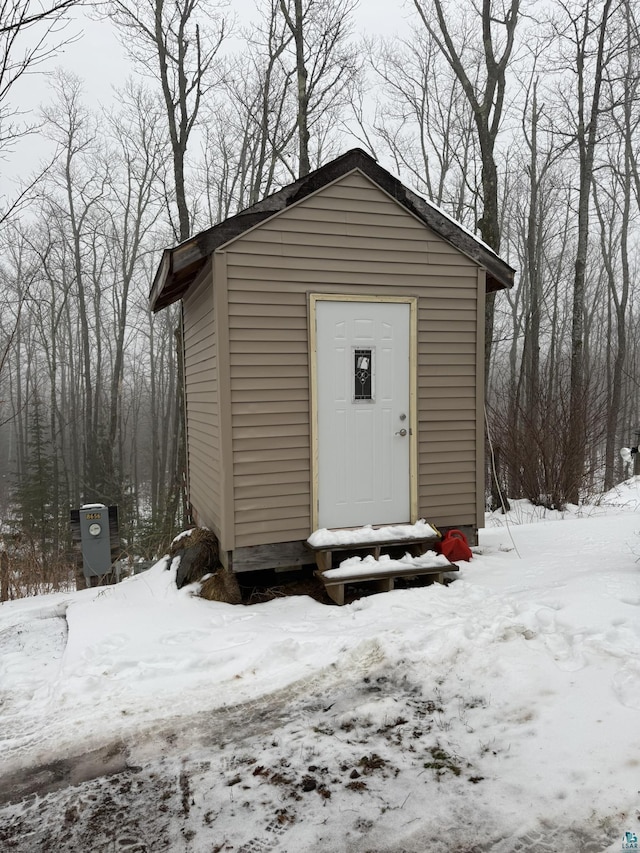 view of snow covered structure