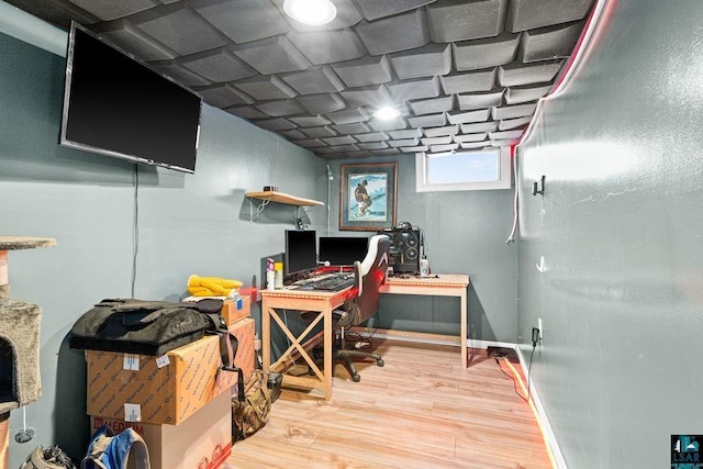 home office featuring wood-type flooring