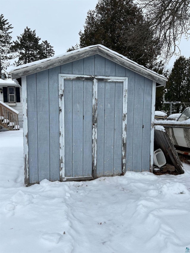 view of snow covered structure