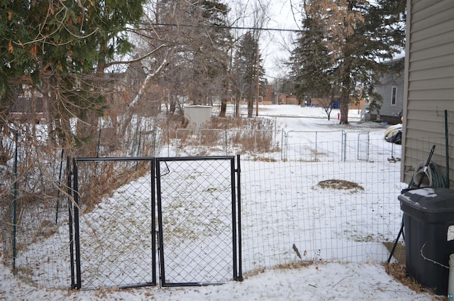 view of yard covered in snow