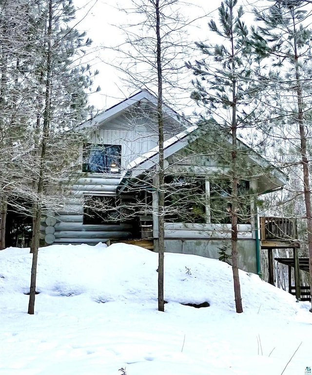 view of snowy exterior