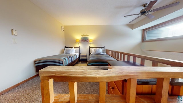 bedroom with carpet and ceiling fan