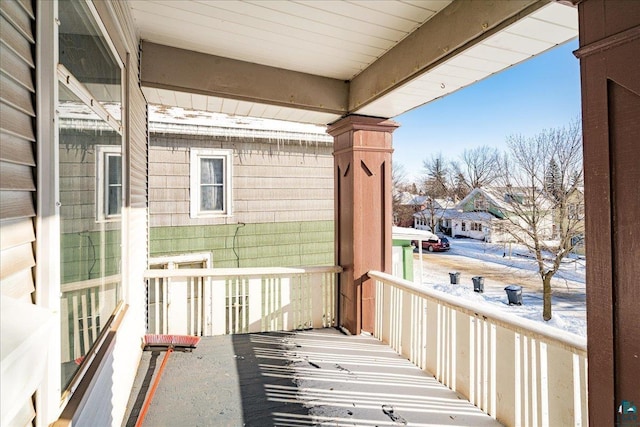 balcony featuring a porch