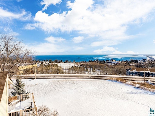 property view of water featuring a view of the beach