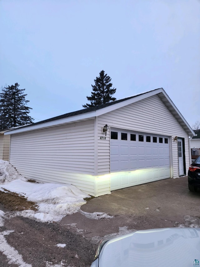 view of garage