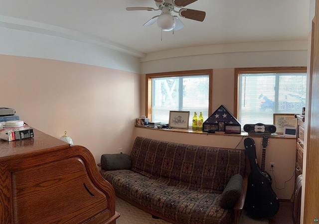 interior space featuring a wealth of natural light and ceiling fan