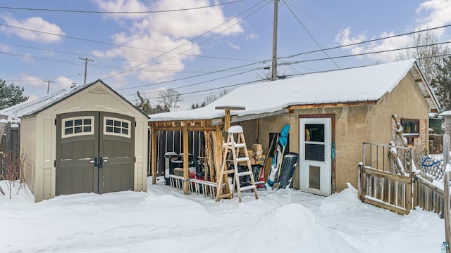 view of snow covered structure