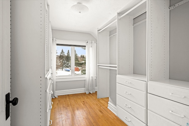 spacious closet with light wood-type flooring