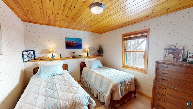 bedroom featuring wooden ceiling