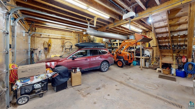 garage with a garage door opener