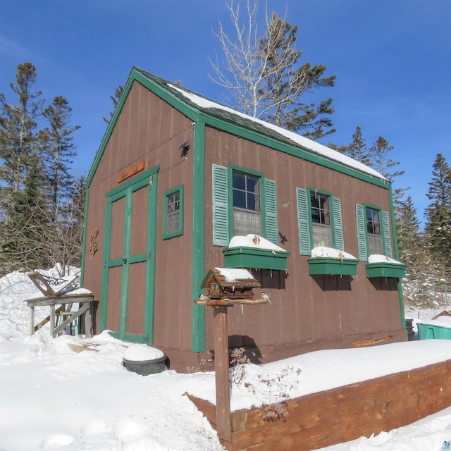 view of snow covered structure