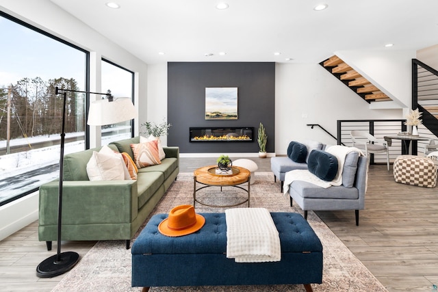 living room with light wood-type flooring