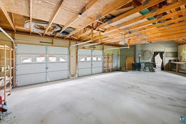 garage with a garage door opener