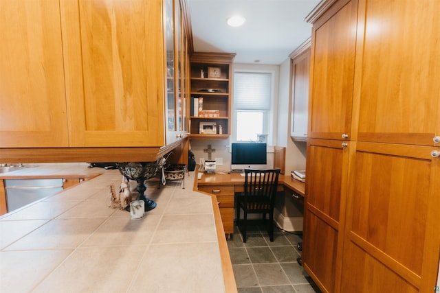 view of tiled home office