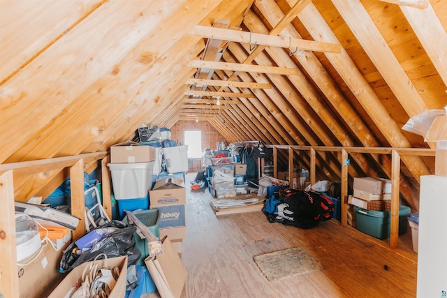 view of unfinished attic