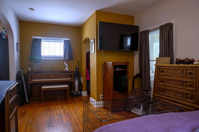 bedroom with hardwood / wood-style floors