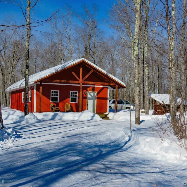 view of snowy exterior