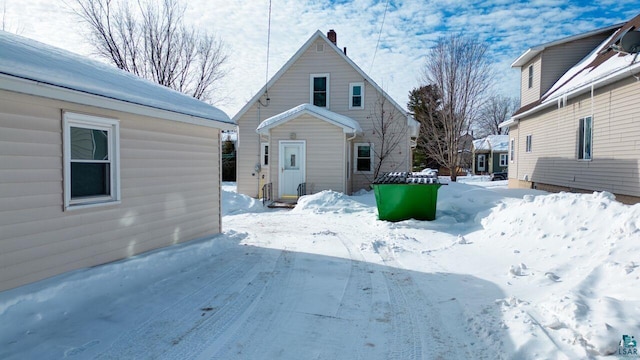 view of snow covered property