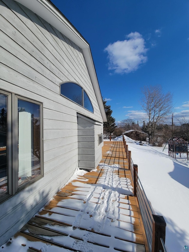 view of snow covered exterior