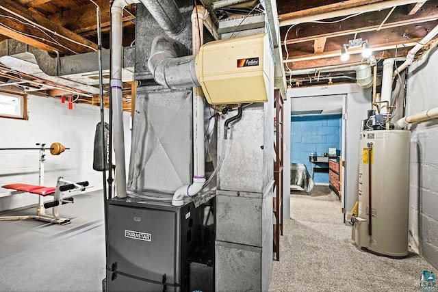 utility room featuring gas water heater