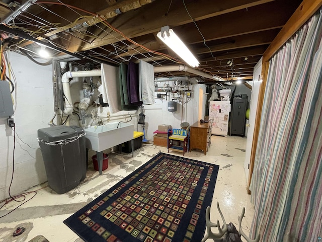 unfinished basement with a sink