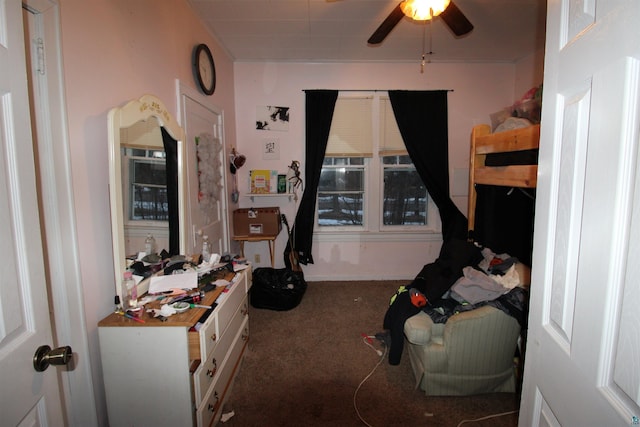 bedroom with carpet and ceiling fan