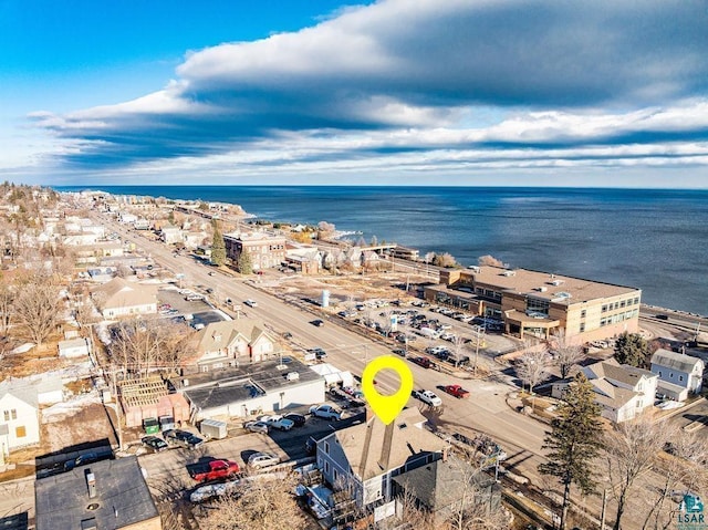 bird's eye view featuring a water view