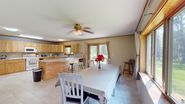 dining area with a ceiling fan