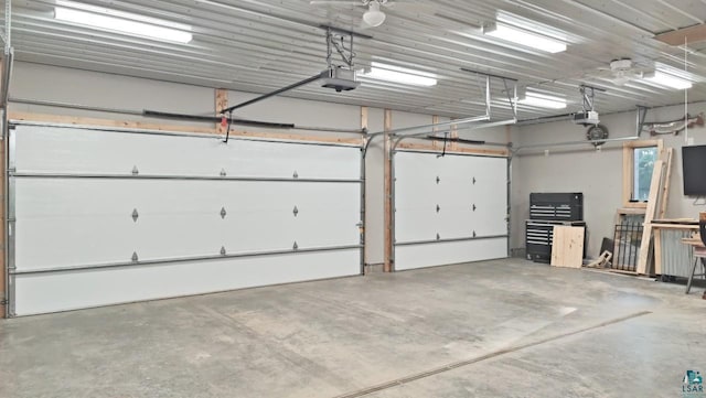 garage with a garage door opener