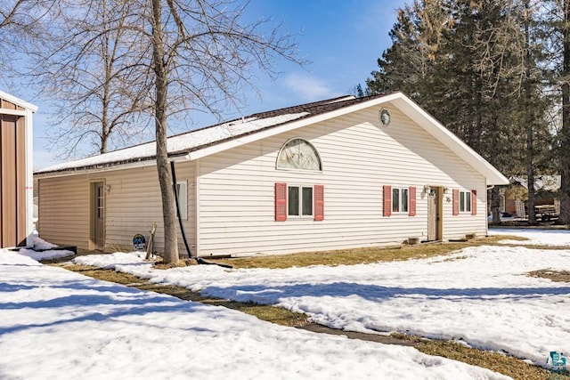 view of snow covered exterior