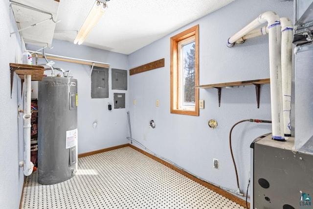 utility room with electric water heater and electric panel