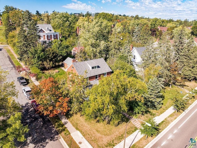 drone / aerial view with a forest view