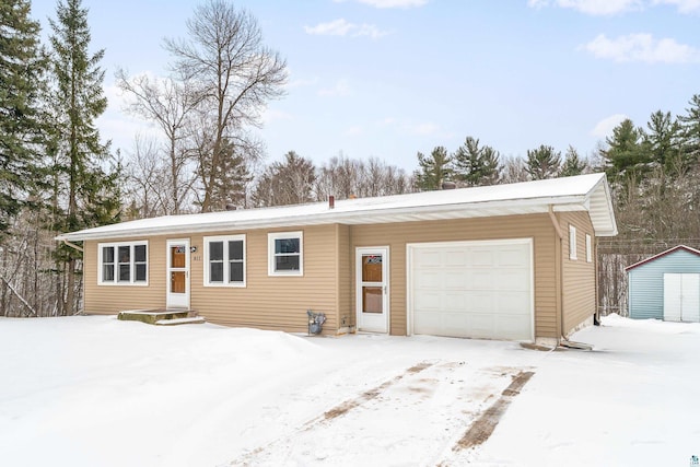 single story home with an attached garage