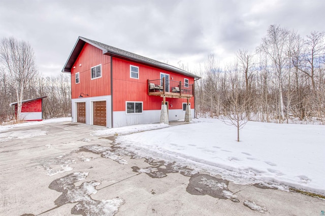 view of snow covered property