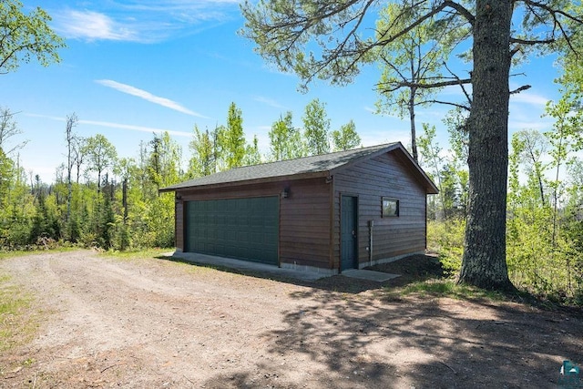 view of detached garage