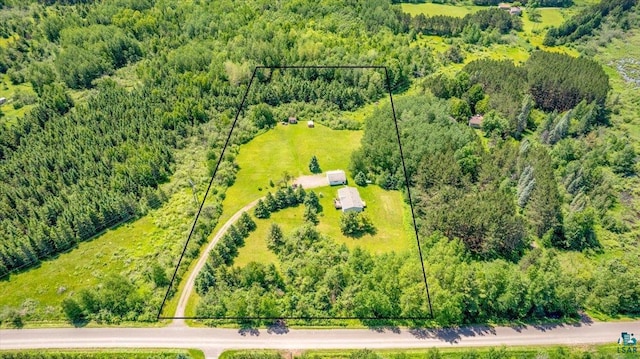 aerial view with a forest view