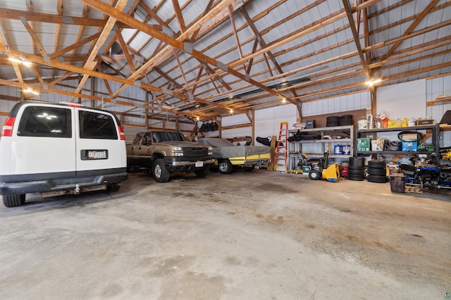 garage featuring metal wall