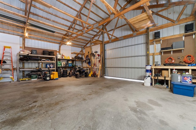 garage featuring metal wall