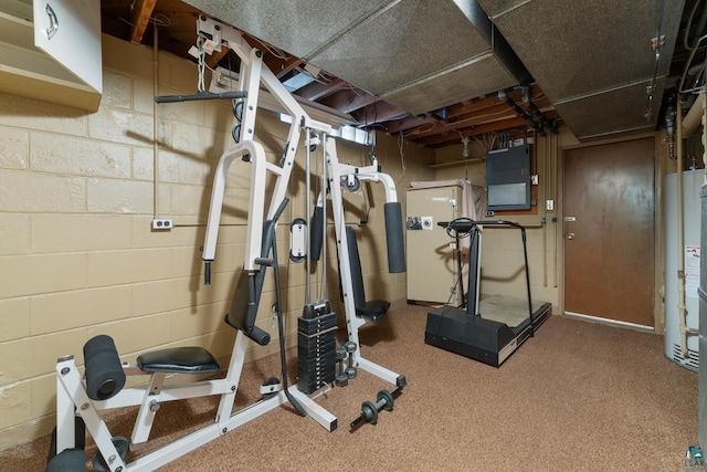 exercise room with carpet