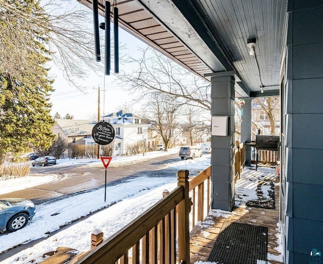 exterior space featuring a residential view and covered porch