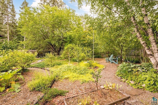 view of yard featuring a garden and fence