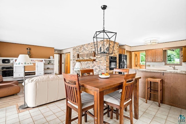 dining room with light tile patterned floors