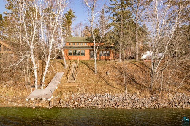 exterior space featuring a water view