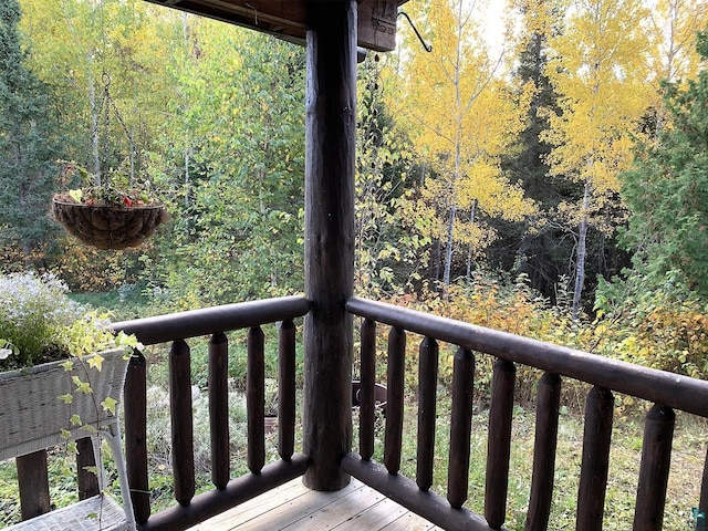 8352 Old Gunflint Trl, Grand Marais, MN 55604 - deck featuring a wooded view