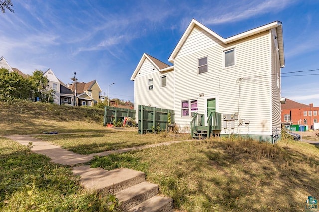 back of house featuring a residential view and fence