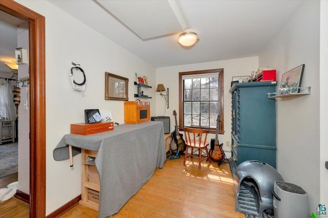 office area with light wood-type flooring