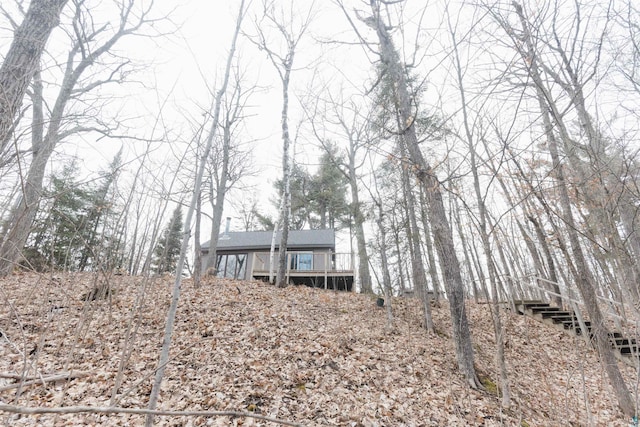 view of front of home with a deck