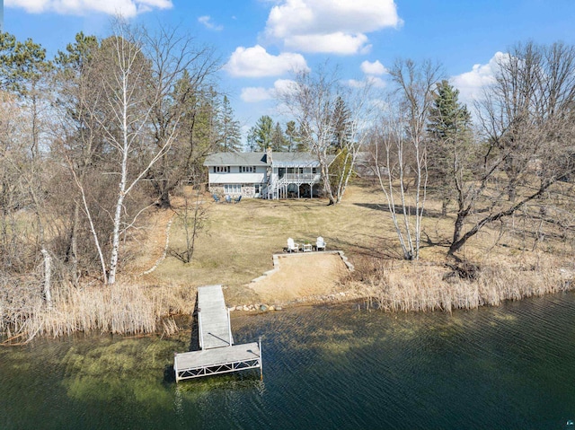 exterior space featuring a water view